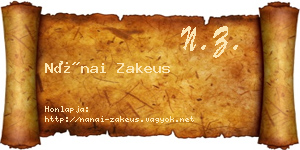 Nánai Zakeus névjegykártya